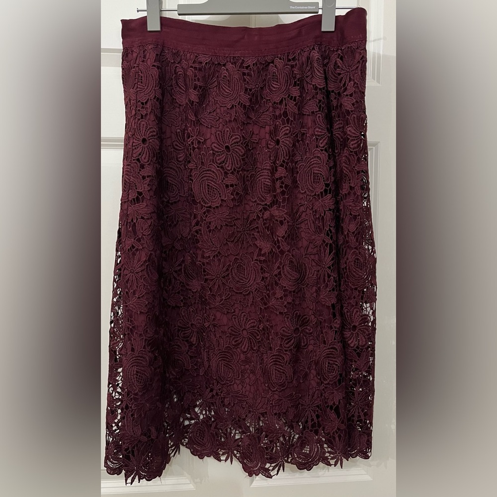 Ann Taylor Factory Lace A-Line Skirt - Deep Merlot